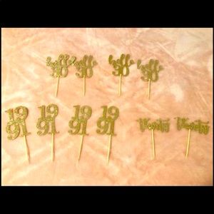 Glitter Gold 30th Birthday Cake or Cupcake Toppers
